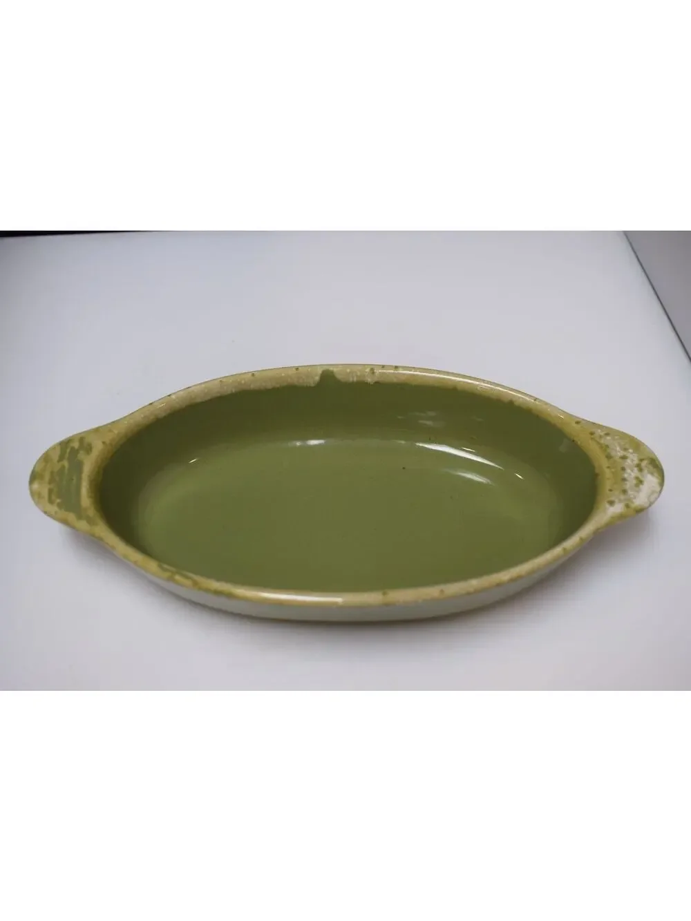 Hull‎ Pottery Avocado Drip, Oval Baking Dish Oven Proof ca 1960 USA